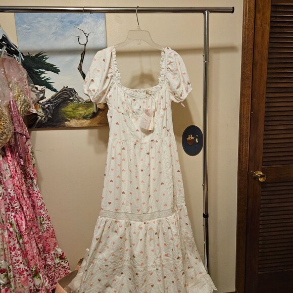 LAIT COLLECTION BEAUTIFUL FRESH  WHITE Dresses & Skirts - LAIT COLLECTION SIZE MEDIUM ALL COTTON PUFF SLEEVED DRESS NWT CRISP FRESH COMFY